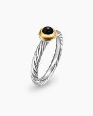 Petite Cable Ring in Sterling Silver with 14K Yellow Gold and Black Onyx, 2.8mm