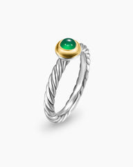 Petite Cable Ring in Sterling Silver with 14K Yellow Gold and Green Onyx, 2.8mm