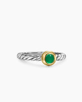Petite Cable Ring in Sterling Silver with 14K Yellow Gold and Green Onyx, 2.8mm