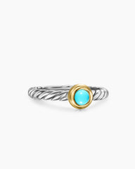 Petite Cable Ring in Sterling Silver with 14K Yellow Gold and Turquoise, 2.8mm