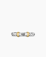 Petite Cable Ring in Sterling Silver with 14K Yellow Gold, 3.4mm