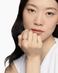 Petite Cable Ring in Sterling Silver with 14K Yellow Gold, 3.4mm