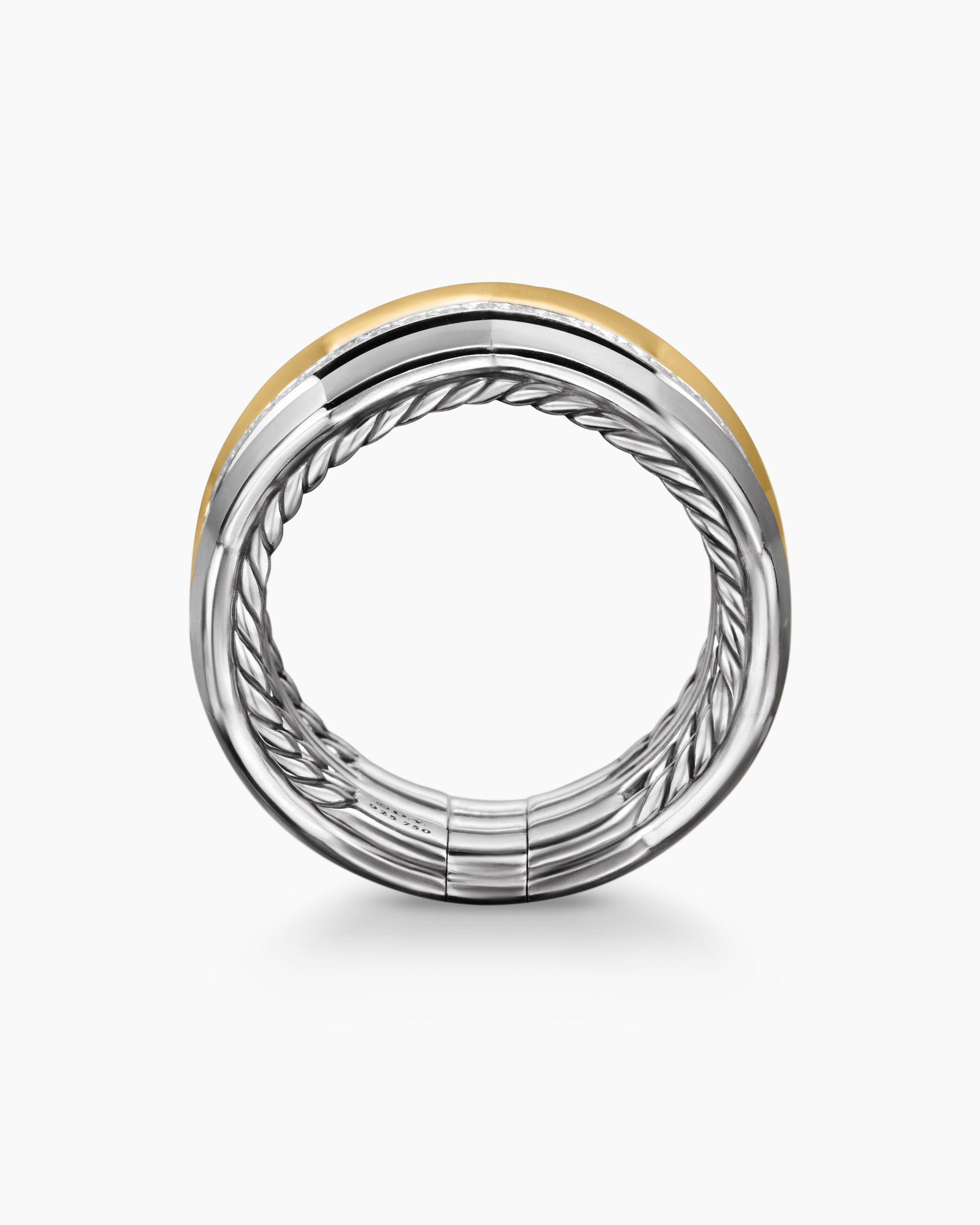 Zig Zag Stax™ Three Row Ring in Sterling Silver with 18K Yellow Gold and Diamonds, 11.7mm