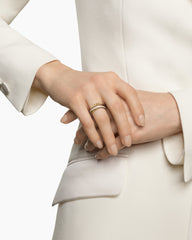 Crossover Trio Three Row Ring in 18K Yellow Gold with Diamonds, 8mm