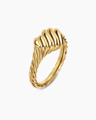 Sculpted Cable Heart Pinky Ring in 18K Yellow Gold, 9mm