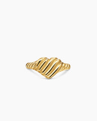 Sculpted Cable Heart Pinky Ring in 18K Yellow Gold, 9mm