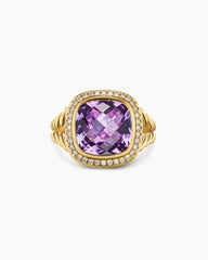 Albion® Ring in 18K Yellow Gold with Amethyst and Diamonds, 11mm