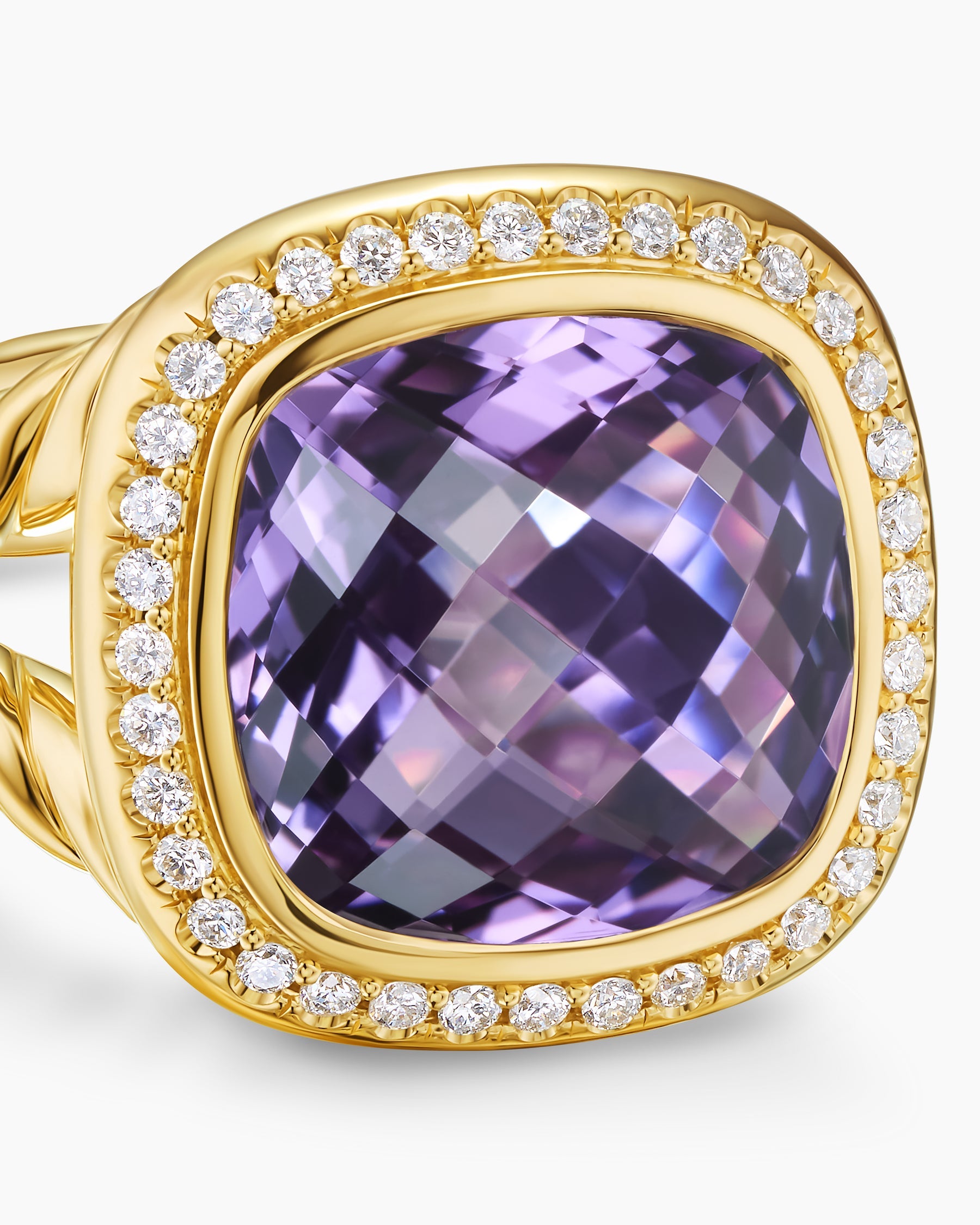 Albion® Ring in 18K Yellow Gold with Amethyst and Diamonds, 11mm