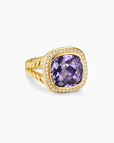 Albion® Ring in 18K Yellow Gold with Amethyst and Diamonds, 11mm