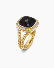 Albion® Ring in 18K Yellow Gold with Black Onyx and Diamonds, 11mm