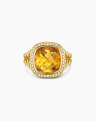 Albion® Ring in 18K Yellow Gold with Citrine and Diamonds, 11mm
