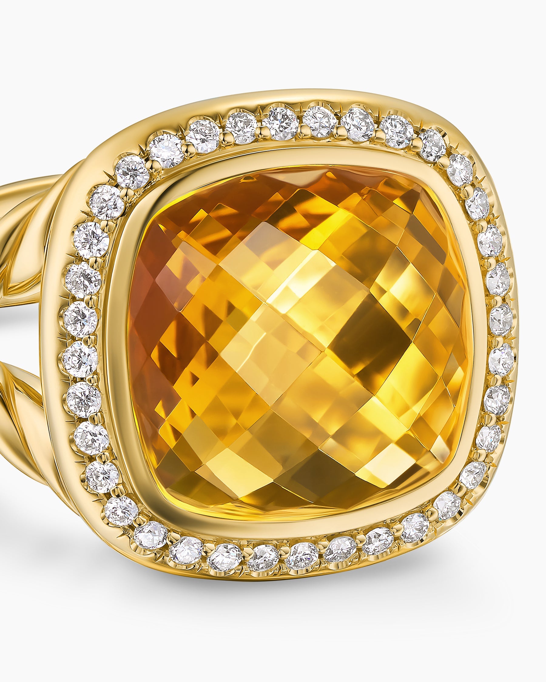 Albion® Ring in 18K Yellow Gold with Citrine and Diamonds, 11mm