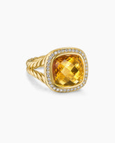 Albion® Ring in 18K Yellow Gold with Citrine and Diamonds, 11mm