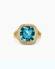Albion® Ring in 18K Yellow Gold with Hampton Blue Topaz and Diamonds, 11mm