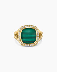Albion® Ring in 18K Yellow Gold with Malachite and Diamonds, 11mm