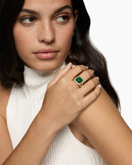 Albion® Ring in 18K Yellow Gold with Malachite and Diamonds, 11mm