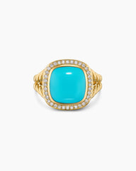 Albion® Ring in 18K Yellow Gold with Turquoise and Diamonds, 11mm
