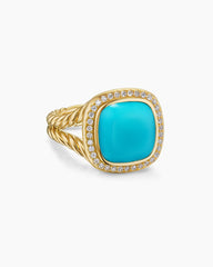 Albion® Ring in 18K Yellow Gold with Turquoise and Diamonds, 11mm