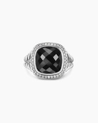 Albion® Ring in Sterling Silver with Black Onyx and Diamonds, 11mm