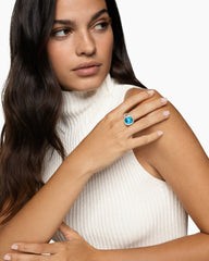 Albion® Ring in Sterling Silver with Blue Topaz and Diamonds, 11mm