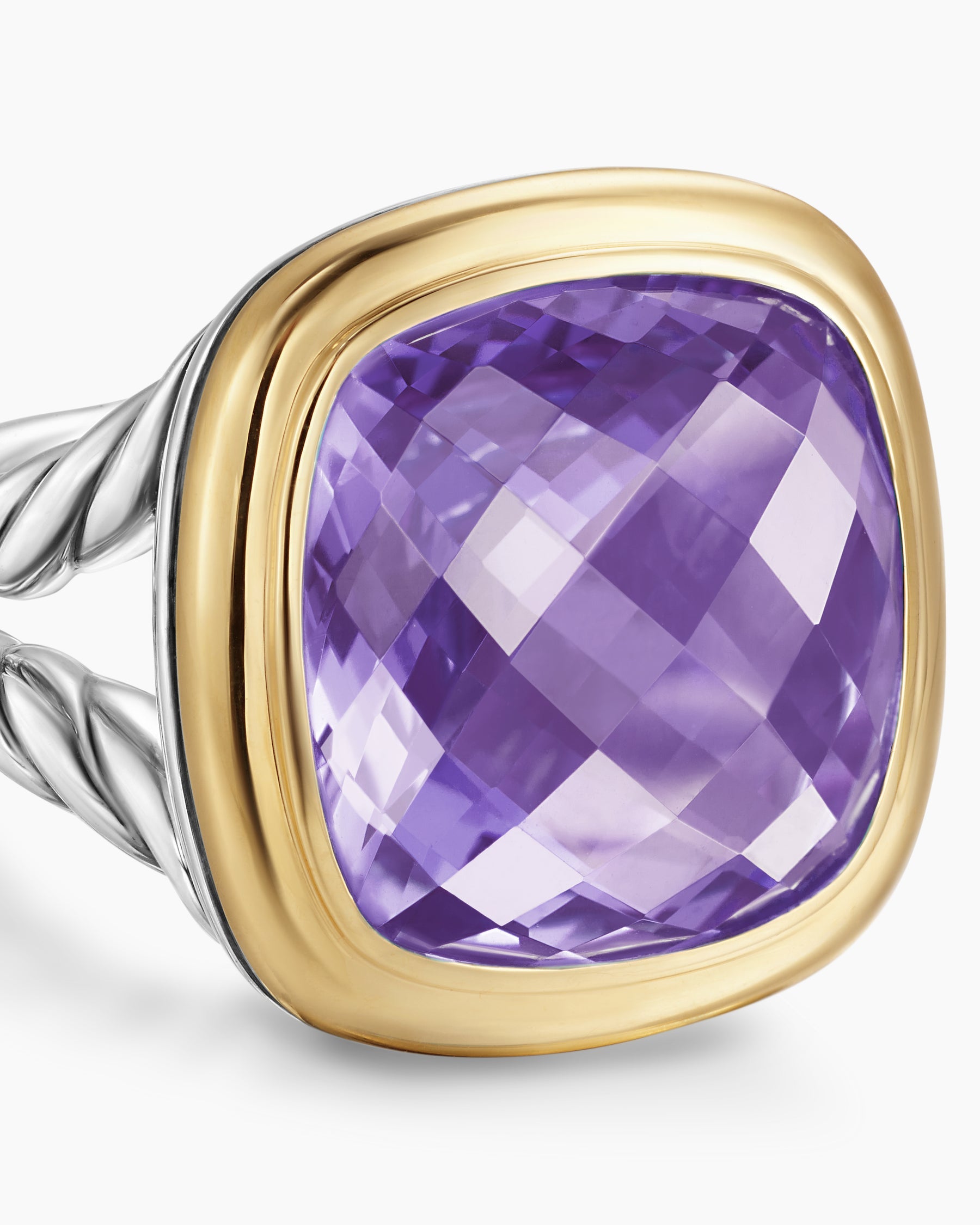 Albion® Ring in Sterling Silver with 18K Yellow Gold and Amethyst, 15mm