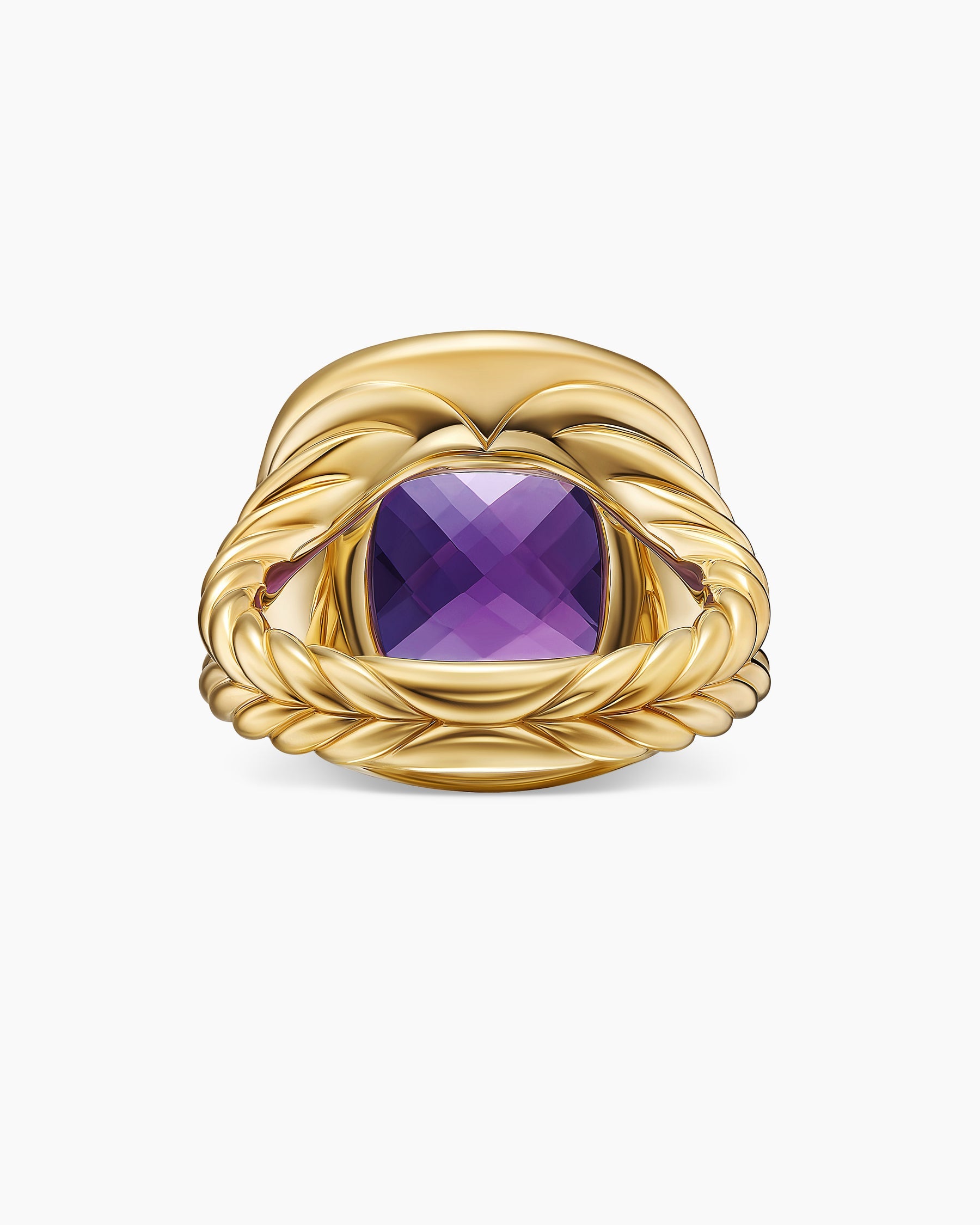 Albion® Ring in 18K Yellow Gold with Amethyst and Diamonds, 15mm