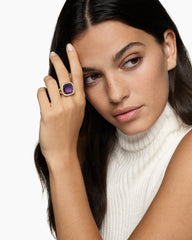 Albion® Ring in 18K Yellow Gold with Amethyst and Diamonds, 15mm