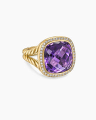 Albion® Ring in 18K Yellow Gold with Amethyst and Diamonds, 15mm