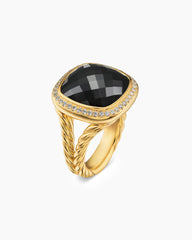 Albion® Ring in 18K Yellow Gold with Black Onyx and Diamonds, 15mm