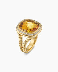 Albion® Ring in 18K Yellow Gold with Citrine and Diamonds, 15mm