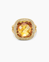 Albion® Ring in 18K Yellow Gold with Citrine and Diamonds, 15mm