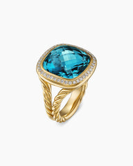 Albion® Ring in 18K Yellow Gold with Hampton Blue Topaz and Diamonds, 15mm