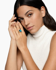 Albion® Ring in 18K Yellow Gold with Hampton Blue Topaz and Diamonds, 15mm