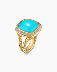 Albion® Ring in 18K Yellow Gold with Turquoise and Diamonds, 15mm