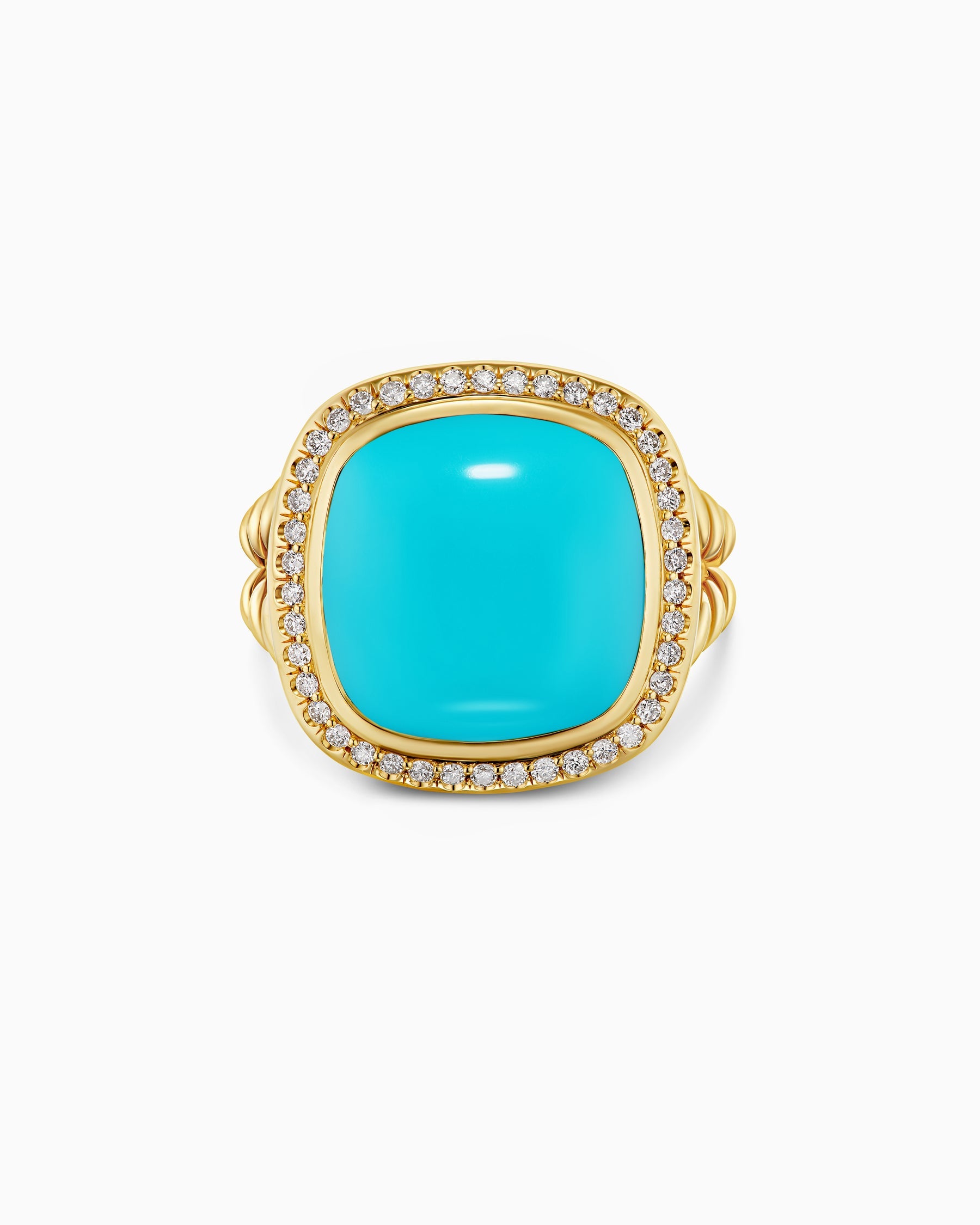 Albion® Ring in 18K Yellow Gold with Turquoise and Diamonds, 15mm