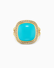 Albion® Ring in 18K Yellow Gold with Turquoise and Diamonds, 15mm