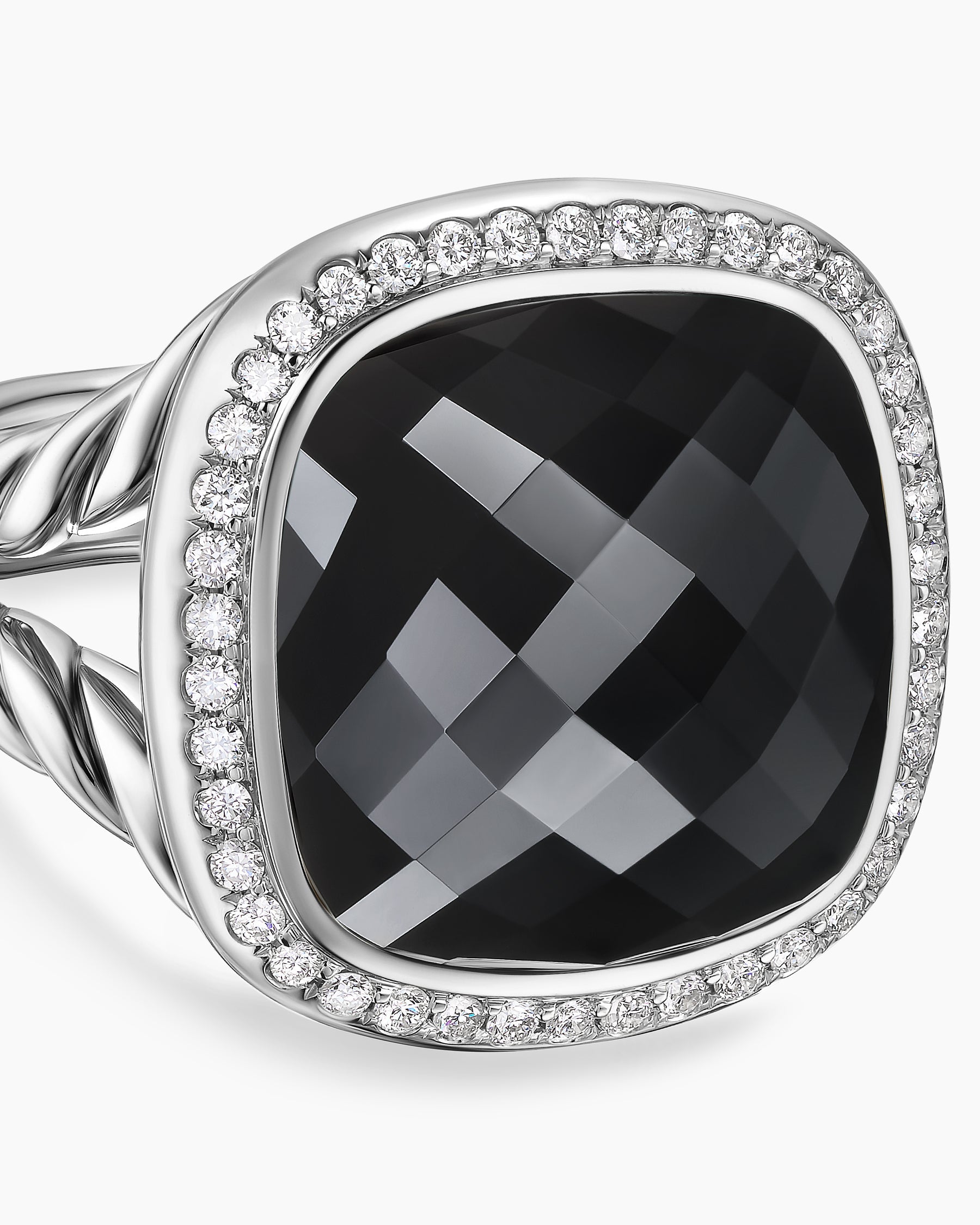 Albion® Ring in Sterling Silver with Black Onyx and Diamonds, 15mm