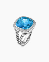 Albion® Ring in Sterling Silver with Blue Topaz and Diamonds, 15mm