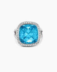 Albion® Ring in Sterling Silver with Blue Topaz and Diamonds, 15mm