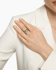 Crossover Five Row Ring in Sterling Silver with 18K Yellow Gold and Diamonds, 11mm