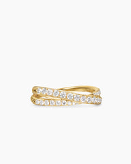 Pavé Crossover Ring in 18K Yellow Gold with Diamonds, 6mm