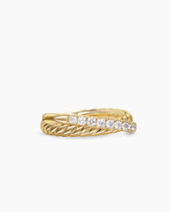 Crossover Two Row Ring in 18K Yellow Gold with Diamonds, 5mm
