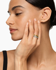 DY Mercer® Two Row Ring in Sterling Silver with 18K Yellow Gold, 8mm