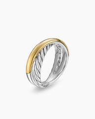 Crossover Two Row Ring in Sterling Silver with 14K Yellow Gold, 7.4mm
