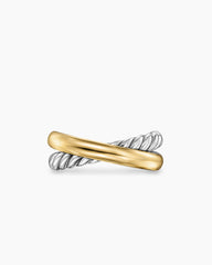 Crossover Two Row Ring in Sterling Silver with 14K Yellow Gold, 7.4mm