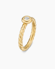 Petite Cable Ring in 18K Yellow Gold with Center Diamond, 2.8mm
