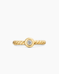 Petite Cable Ring in 18K Yellow Gold with Center Diamond, 2.8mm