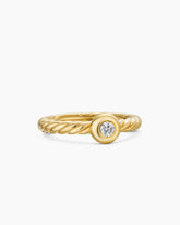 Petite Cable Ring in 18K Yellow Gold with Center Diamond, 2.8mm