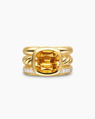 DY Mercer® Color Three Row Stone Ring in 18K Yellow Gold with Citrine and Diamonds, 12mm
