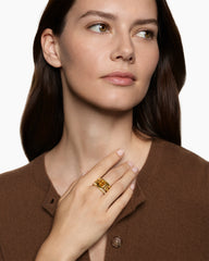 DY Mercer® Color Three Row Stone Ring in 18K Yellow Gold with Citrine and Diamonds, 12mm